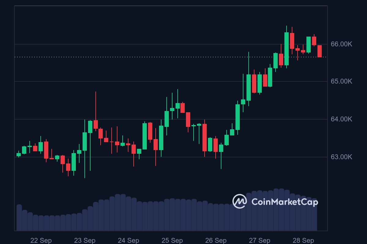 BTC 7-day price in USD