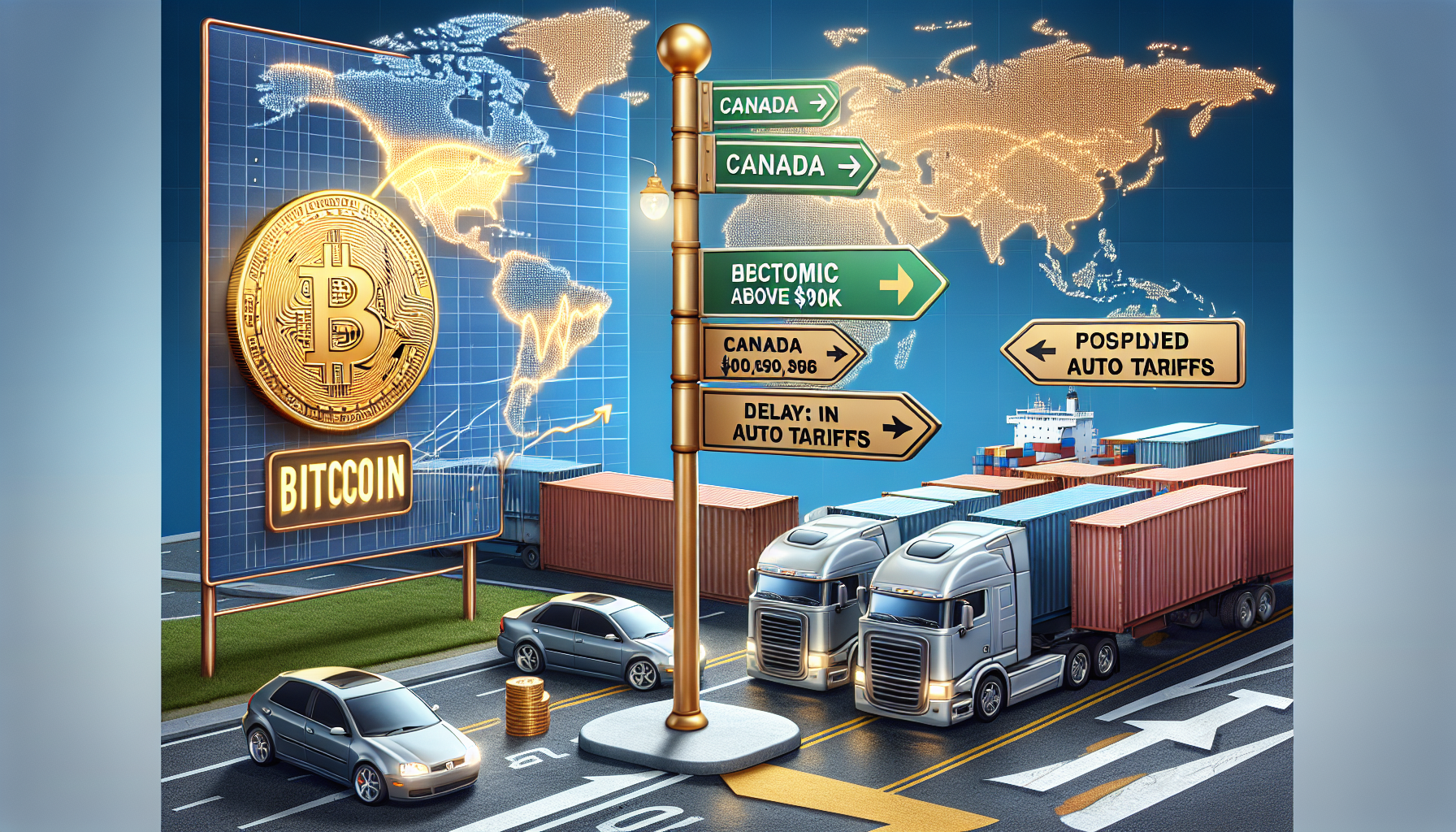 "Bitcoin Surges Over $90K Amid Trump's Delayed Auto Tariffs on Canada, Mexico"